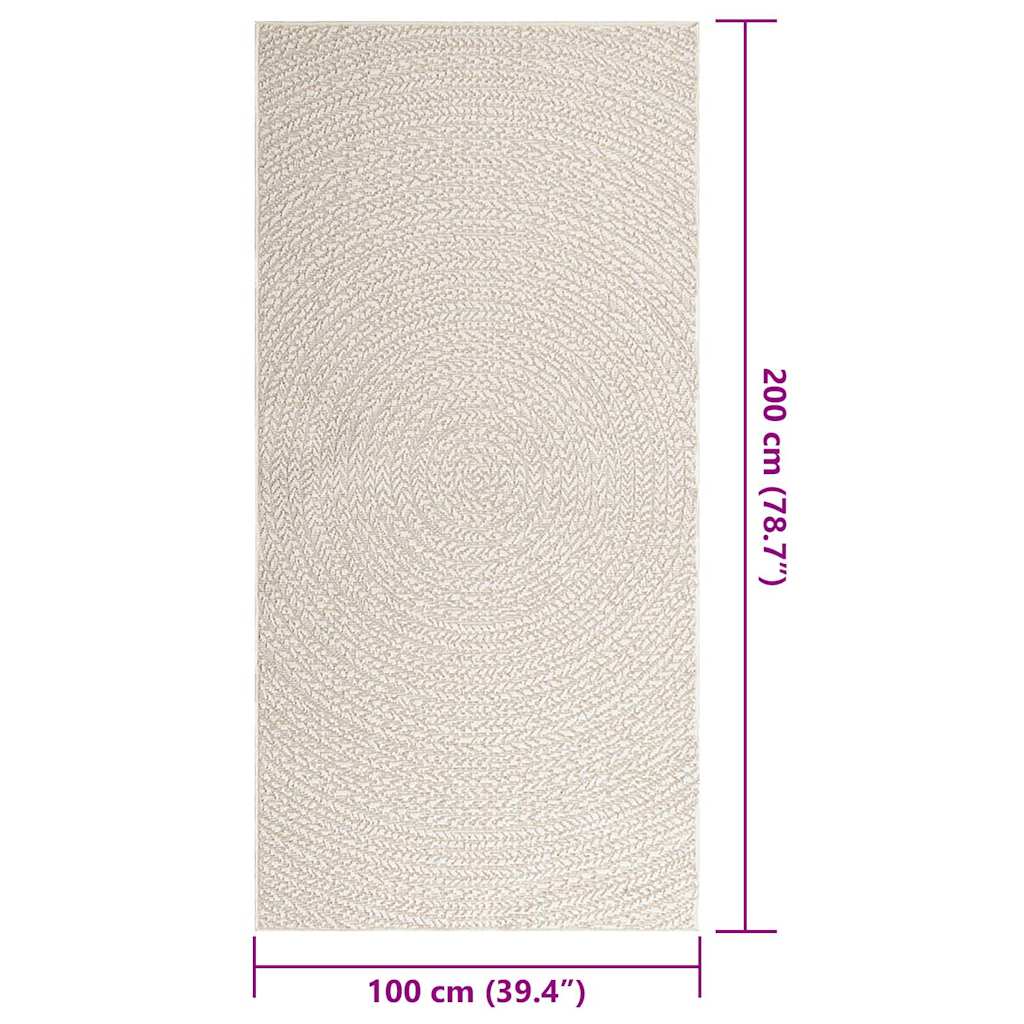 Teppich ZIZUR Creme 100x200 cm Jute-Optik Indoor und Outdoor