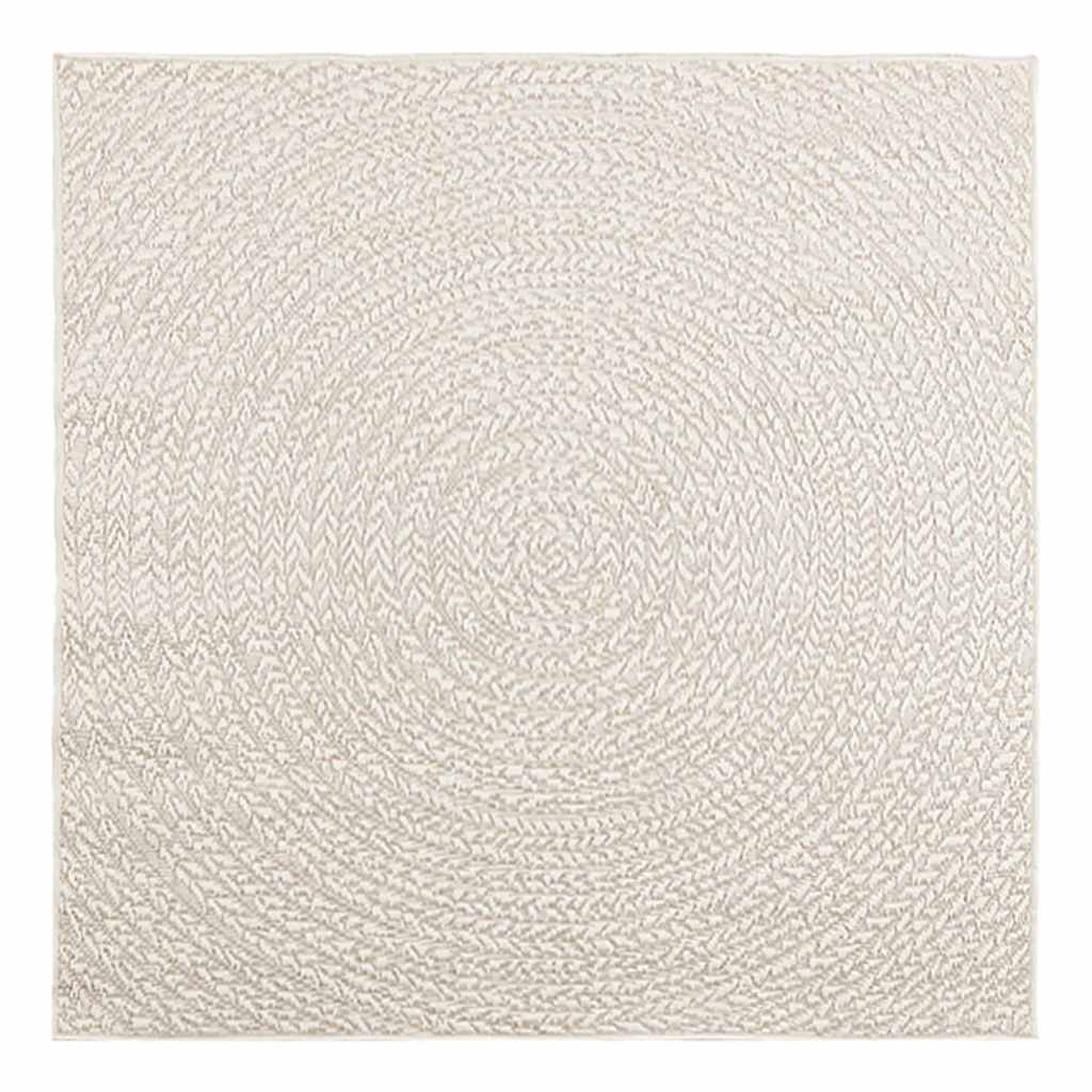 Teppich ZIZUR Creme 120x120 cm Jute-Optik Indoor und Outdoor