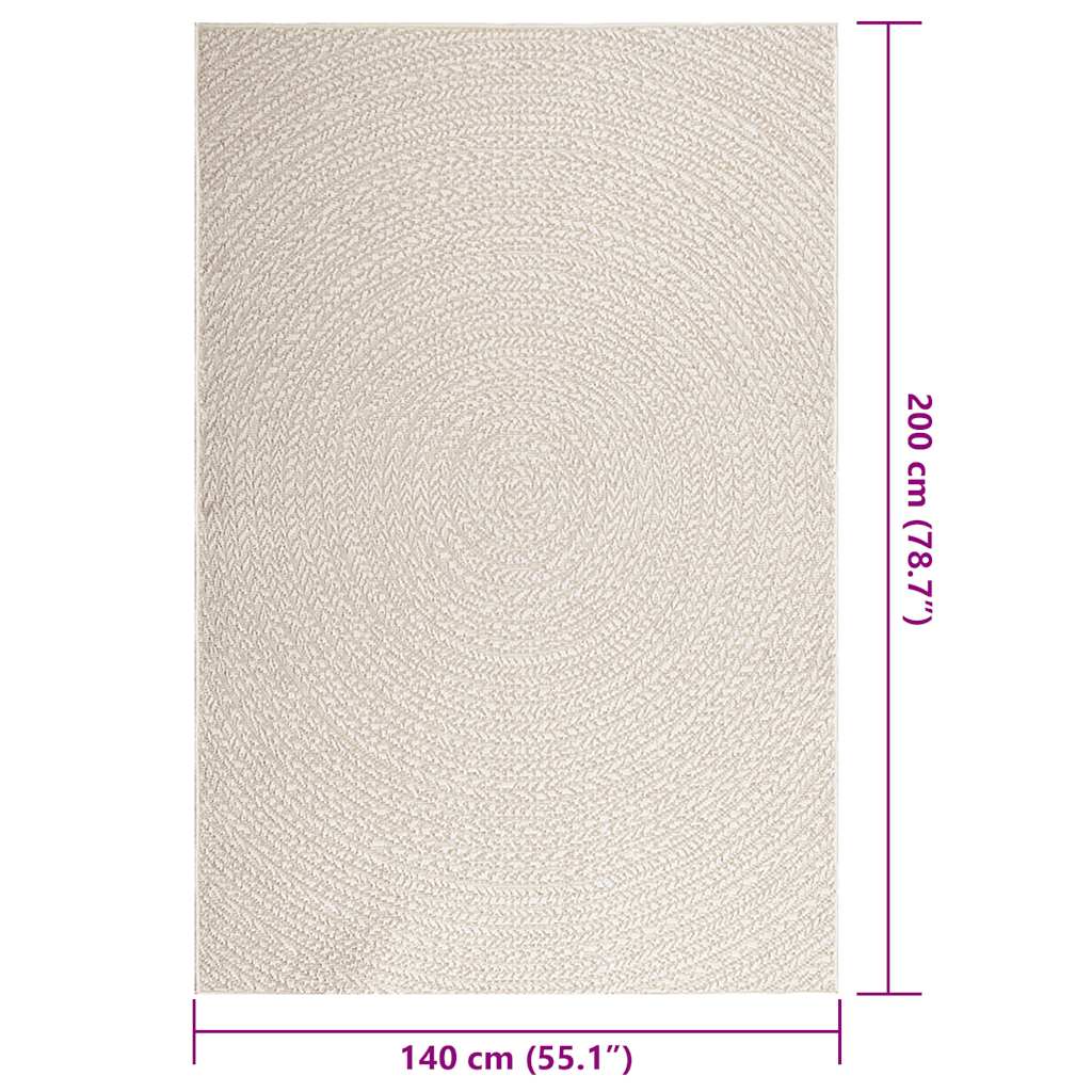 Teppich ZIZUR Creme 140x200 cm Jute-Optik Indoor und Outdoor