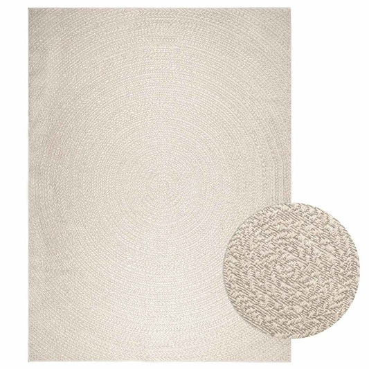 Teppich ZIZUR Creme 240x340 cm Jute-Optik Indoor und Outdoor