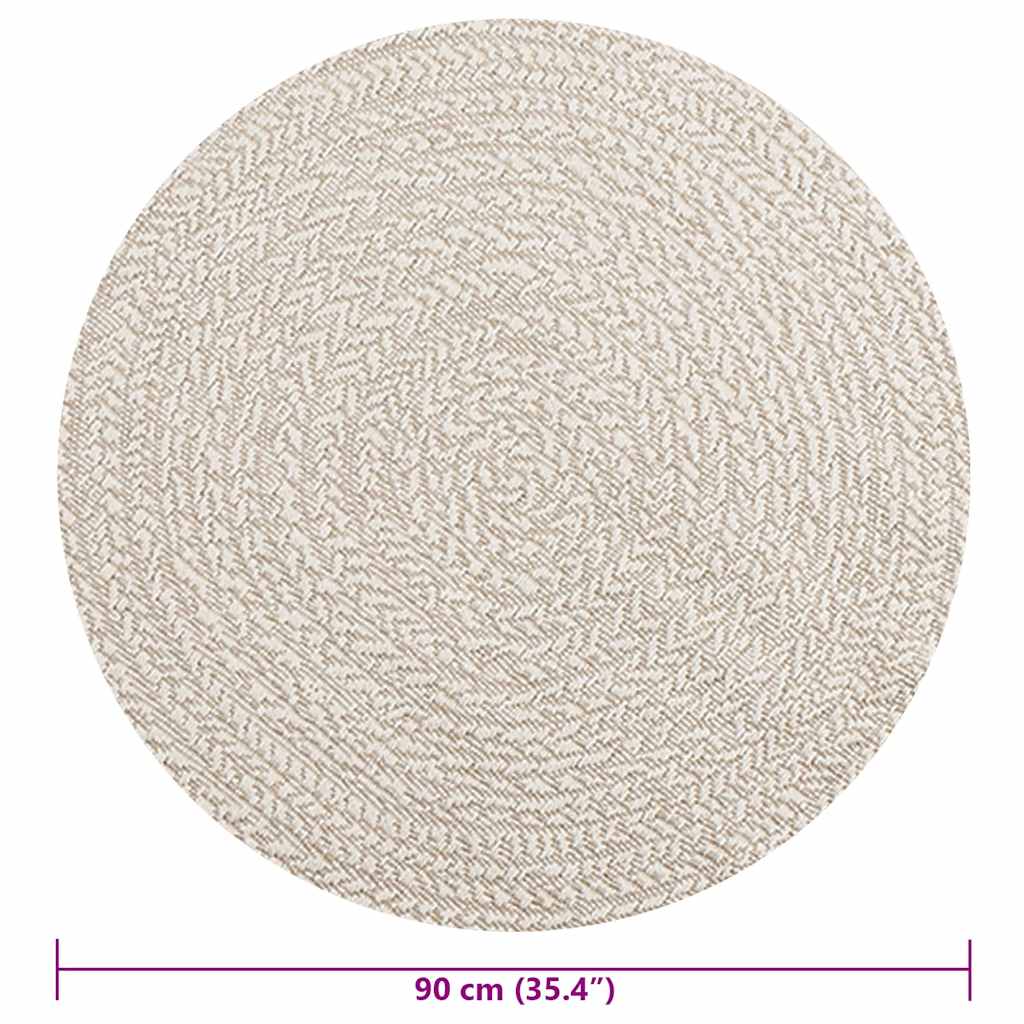 Teppich ZIZUR Creme Ø 90 cm Jute-Optik Indoor und Outdoor