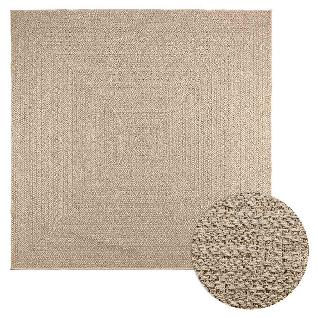 Teppich ZIZUR Beige 240x240 cm Jute-Optik Indoor und Outdoor