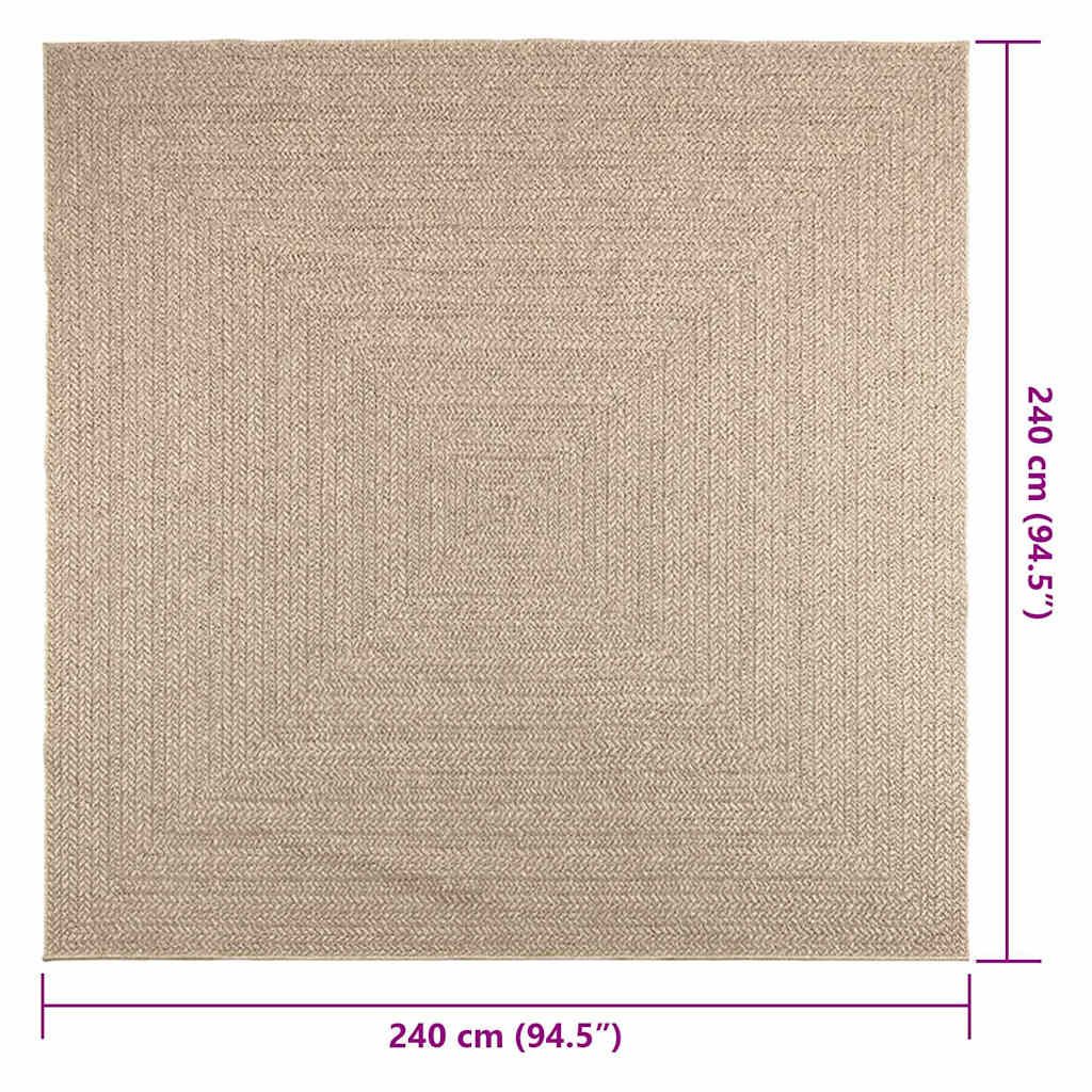 Teppich ZIZUR Beige 240x240 cm Jute-Optik Indoor und Outdoor