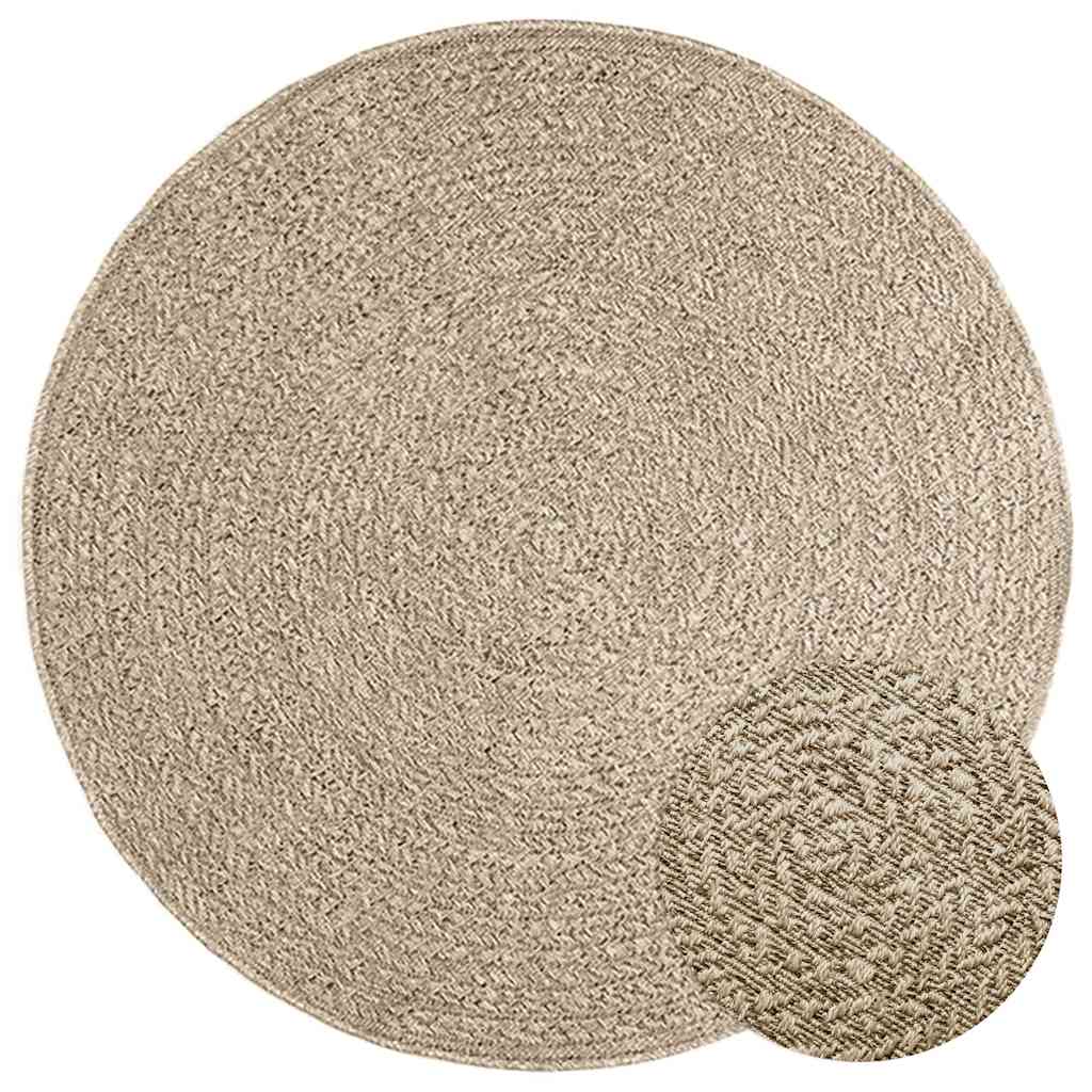 Teppich ZIZUR Beige Ø 120 cm Jute-Optik Indoor und Outdoor