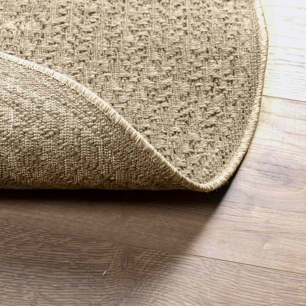 Teppich ZIZUR Beige Ø 120 cm Jute-Optik Indoor und Outdoor