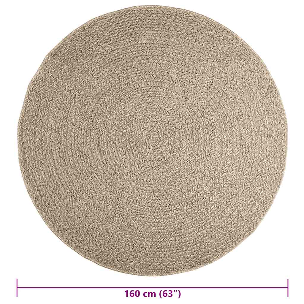 Teppich ZIZUR Beige Ø 160 cm Jute-Optik Indoor und Outdoor