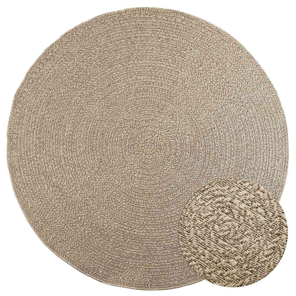 Teppich ZIZUR Beige Ø 200 cm Jute-Optik Indoor und Outdoor