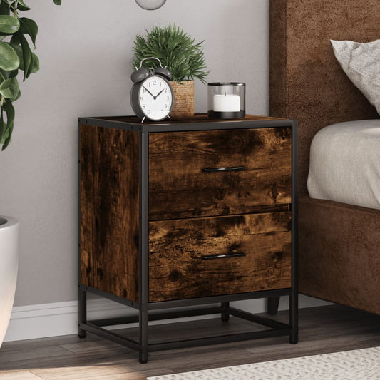 Bedside table smoked oak 40x31x50 cm wood material