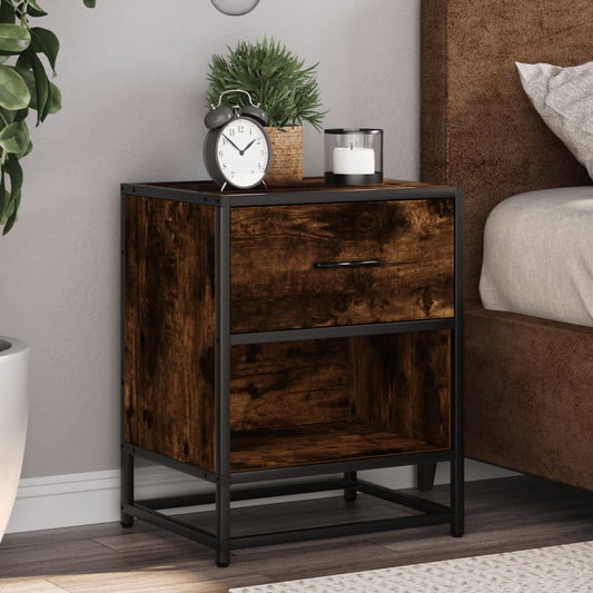 Bedside table smoked oak 40x31x50 cm wood material