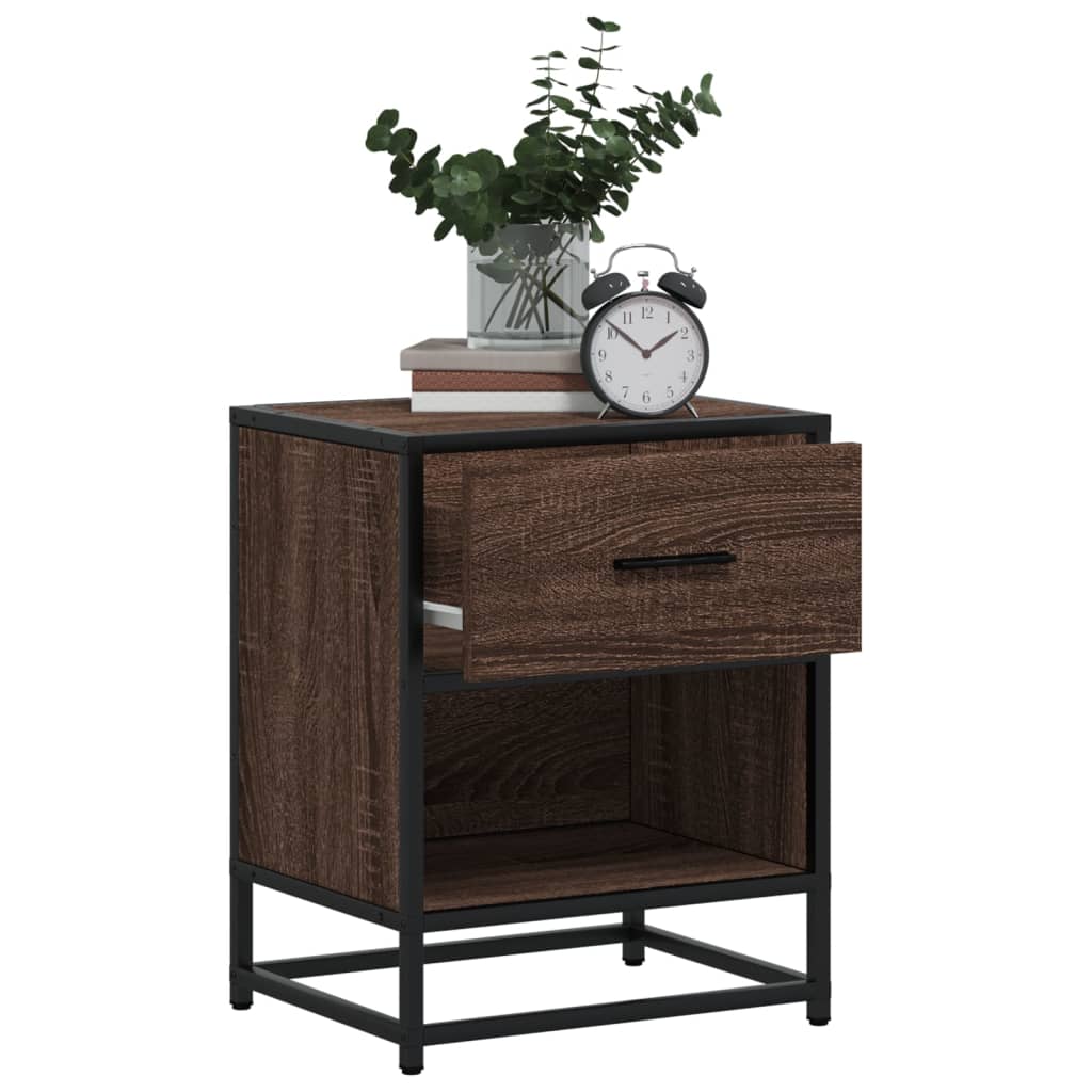 Table de chevet aspect chêne marron 40x31x50 cm en bois