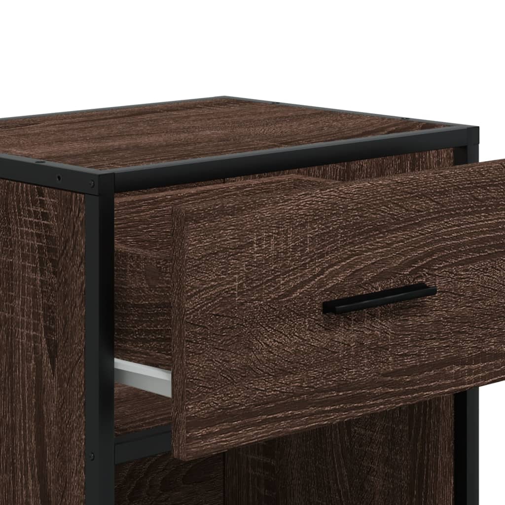 Table de chevet aspect chêne marron 40x31x50 cm en bois