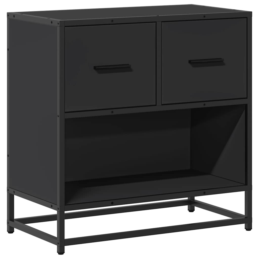 Bedside table black 60x31x60 cm wood material and metal