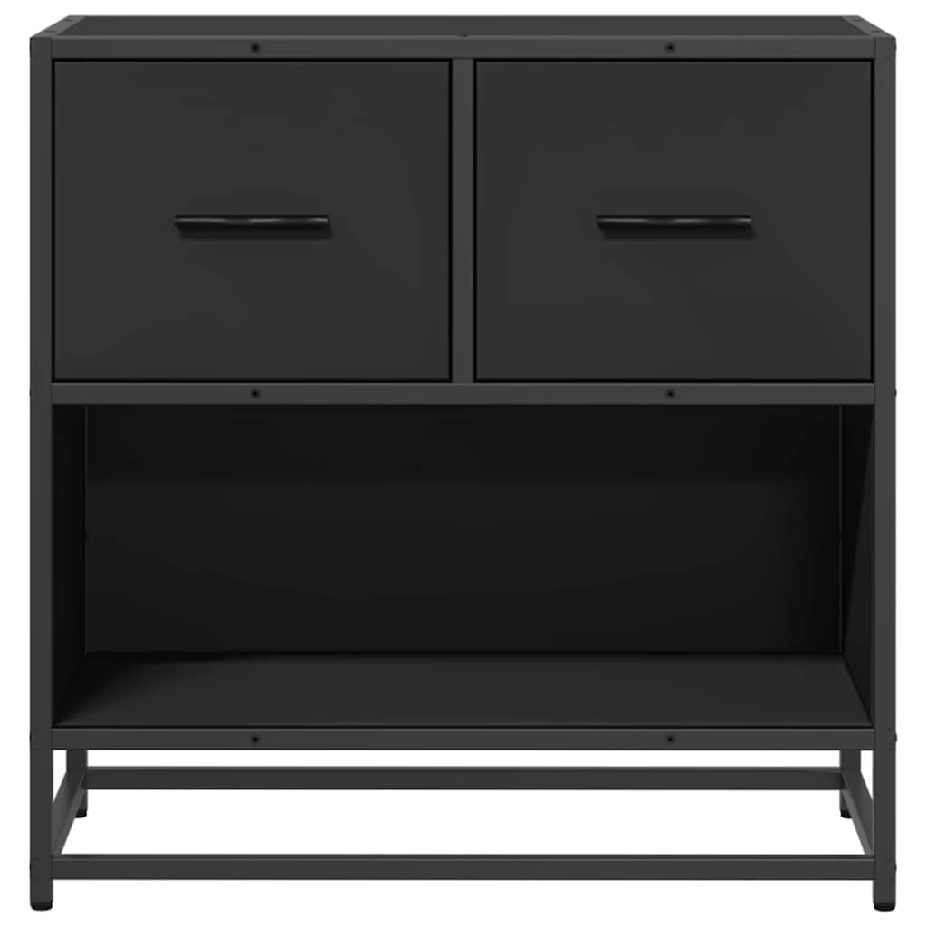 Bedside table black 60x31x60 cm wood material and metal