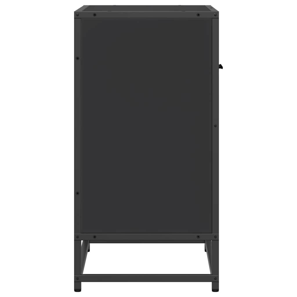 Bedside table black 60x31x60 cm wood material and metal