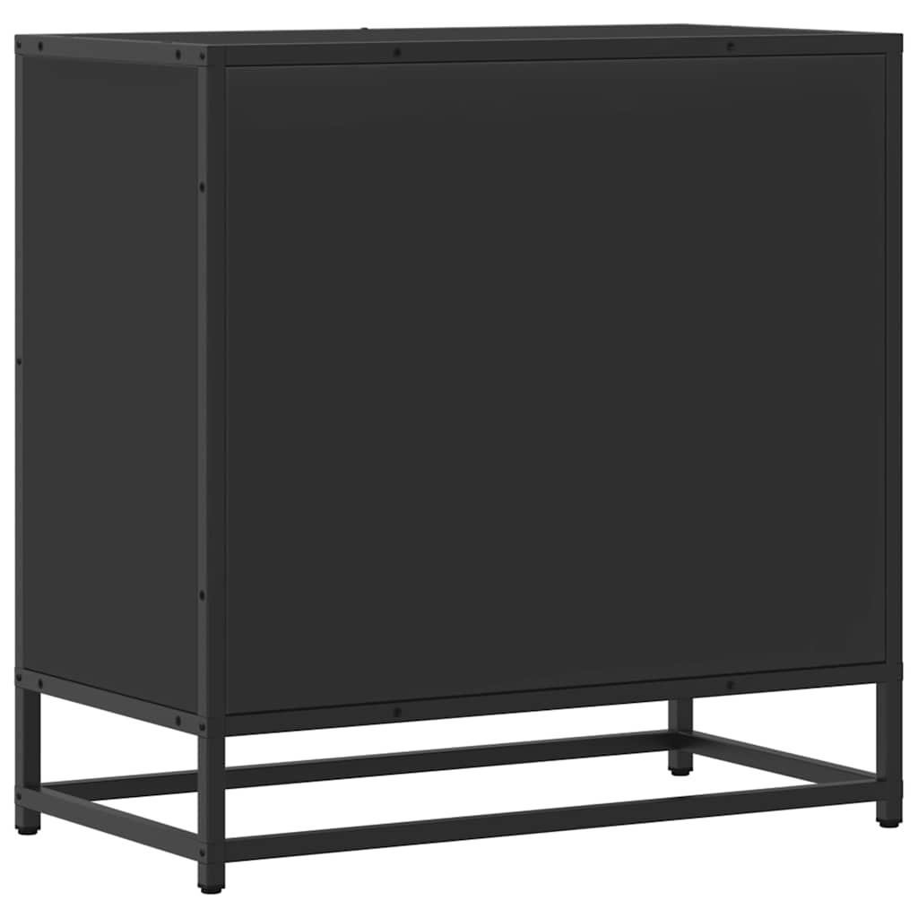 Bedside table black 60x31x60 cm wood material and metal