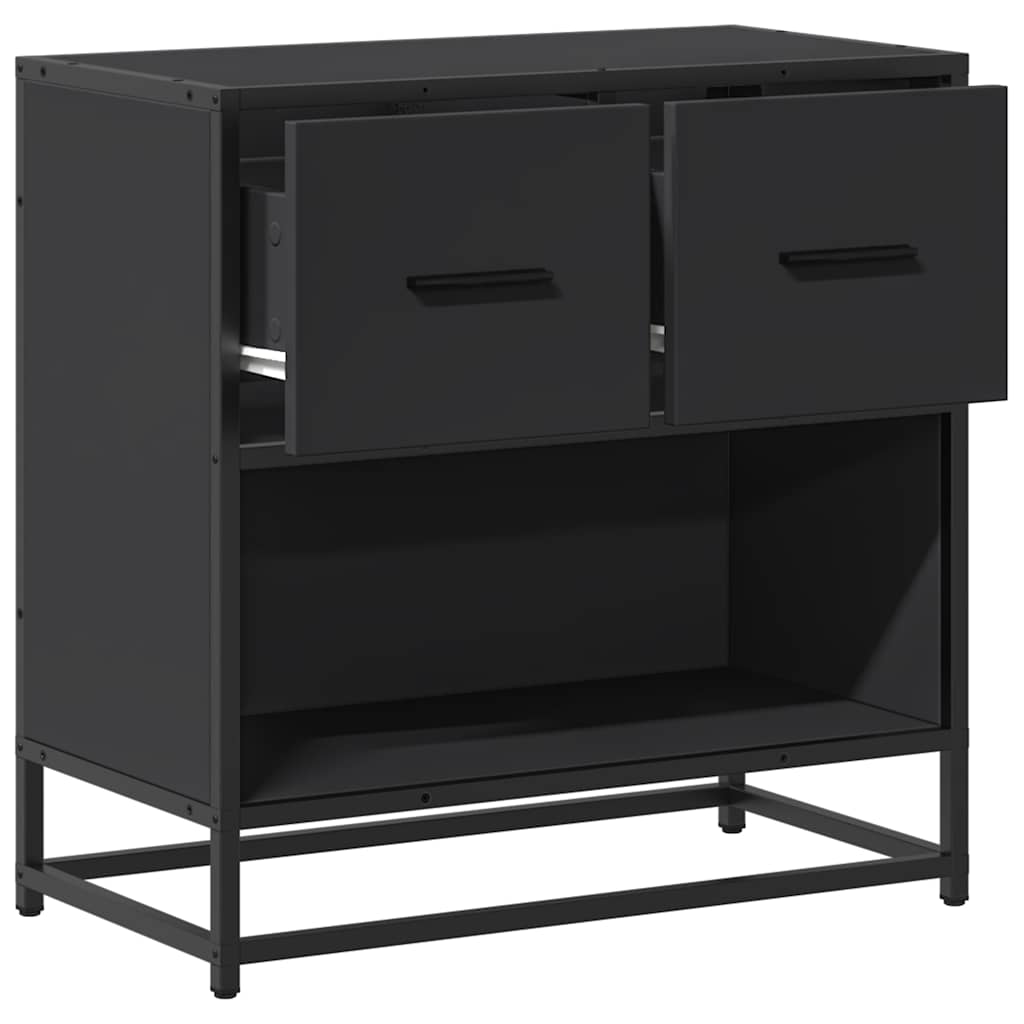 Bedside table black 60x31x60 cm wood material and metal