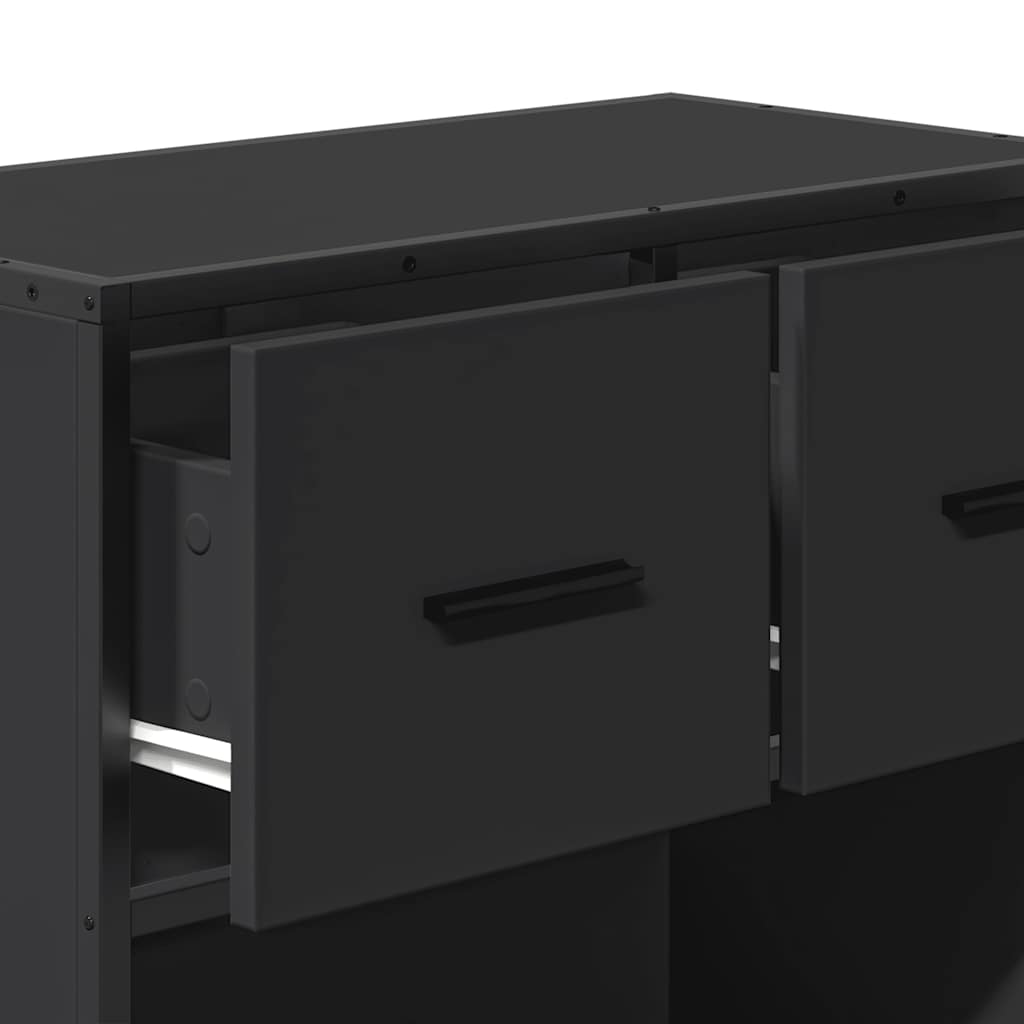 Bedside table black 60x31x60 cm wood material and metal