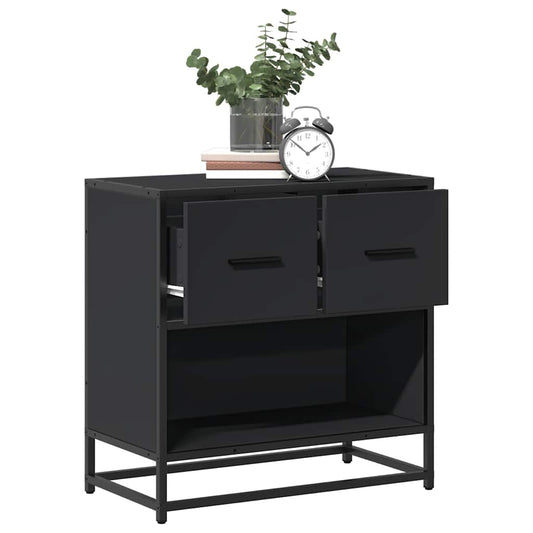 Bedside table black 60x31x60 cm wood material and metal
