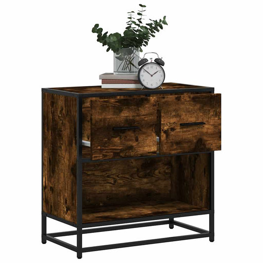 Bedside table smoked oak 60x31x60 cm wood material and metal