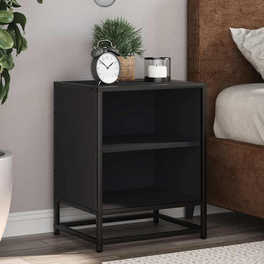 Tables de chevet, lot de 2, noires, 40 x 31 x 50 cm, en bois et métal