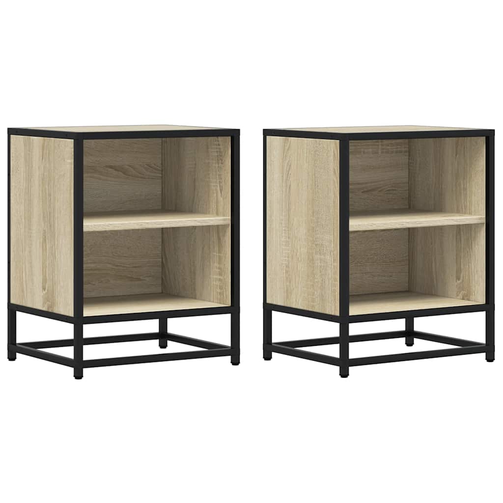 Tables de chevet, lot de 2, chêne Sonoma, 40 x 31 x 50 cm, bois, métal