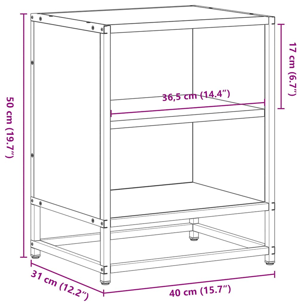 Tables de chevet, lot de 2, chêne Sonoma, 40 x 31 x 50 cm, bois, métal