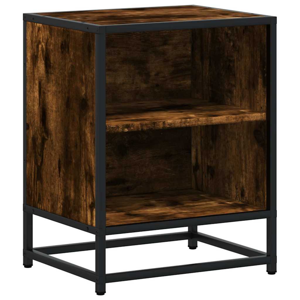 Bedside table smoked oak 40x31x50 cm wood material and metal