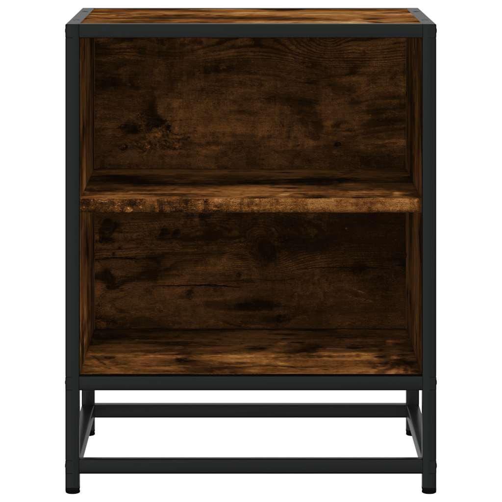 Bedside table smoked oak 40x31x50 cm wood material and metal
