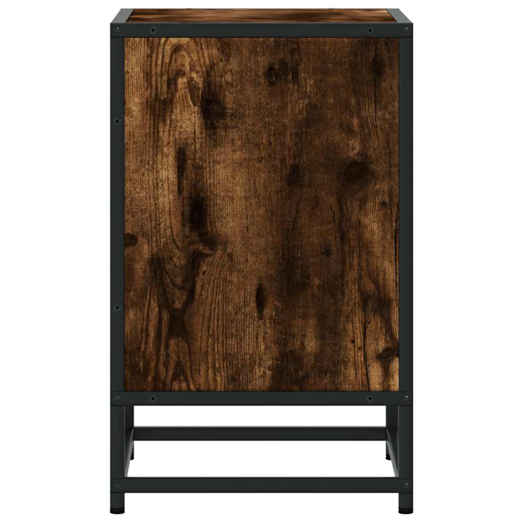 Bedside table smoked oak 40x31x50 cm wood material and metal