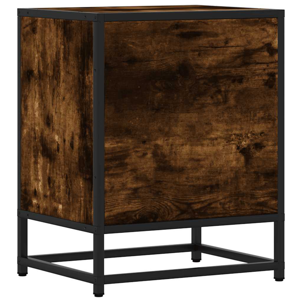 Bedside table smoked oak 40x31x50 cm wood material and metal
