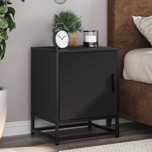 Bedside table black 40x31x50 cm wood material and metal