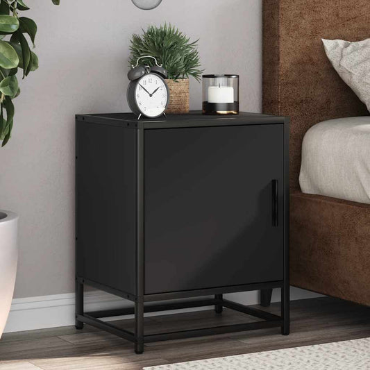 Tables de chevet, lot de 2, noires, 40 x 31 x 50 cm, en bois et métal