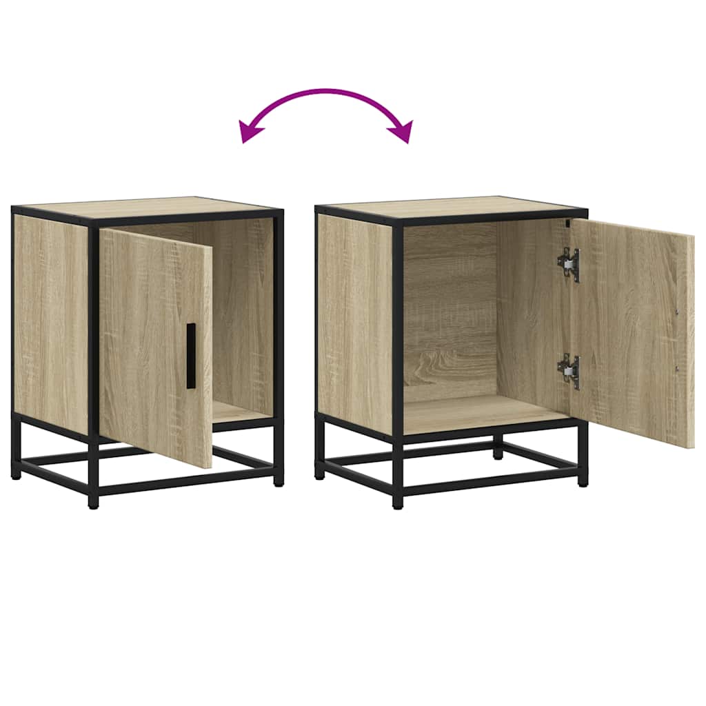 Tables de chevet, lot de 2, chêne Sonoma, 40 x 31 x 50 cm, bois, métal
