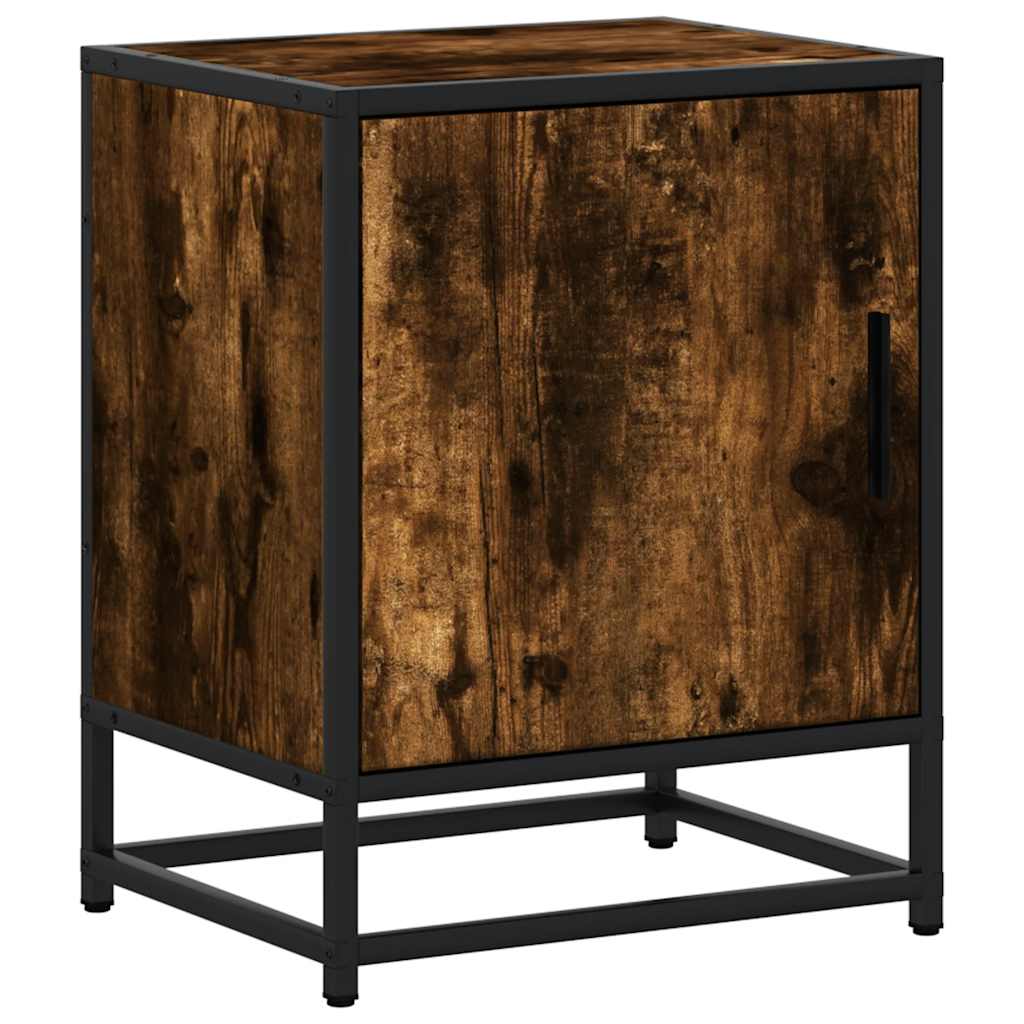 Bedside table smoked oak 40x31x50 cm wood material and metal