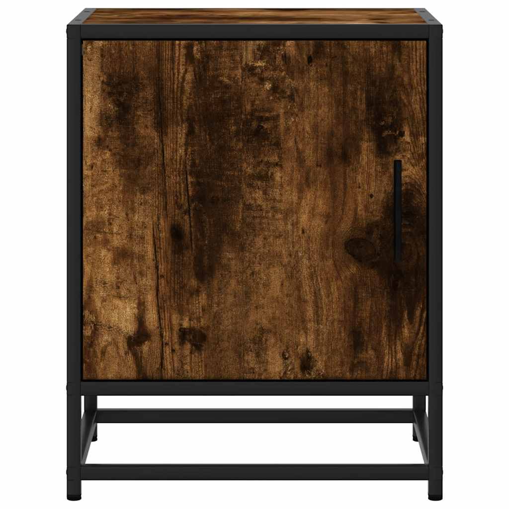 Bedside table smoked oak 40x31x50 cm wood material and metal