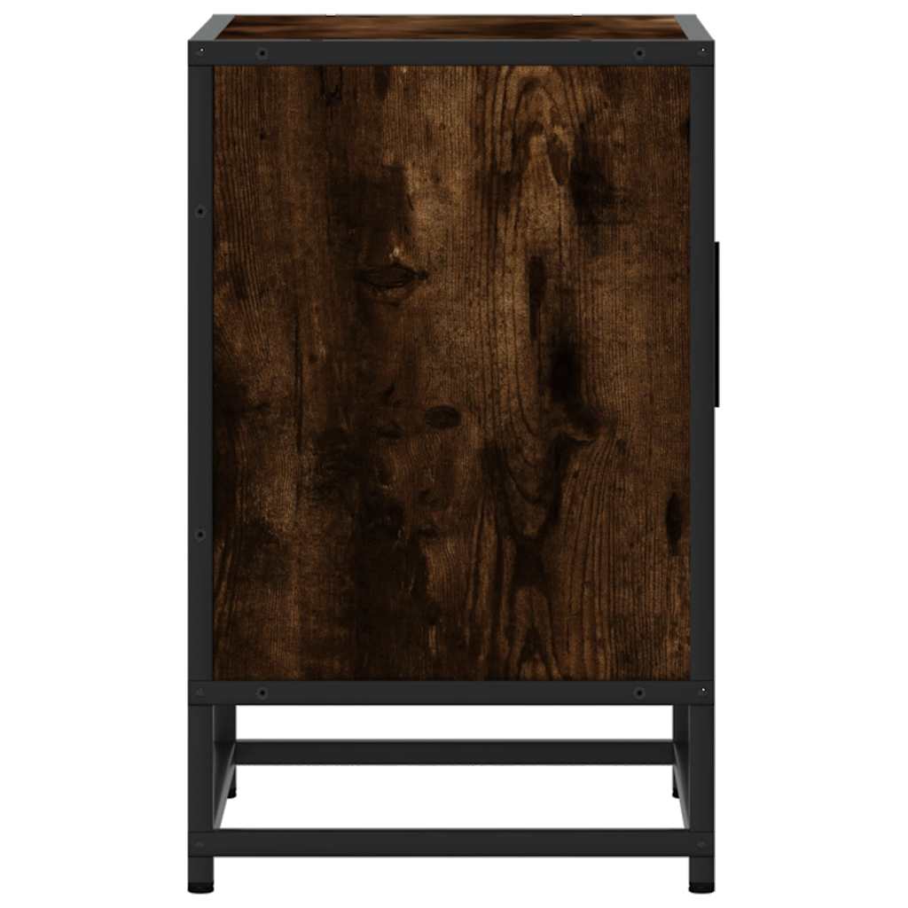 Bedside table smoked oak 40x31x50 cm wood material and metal