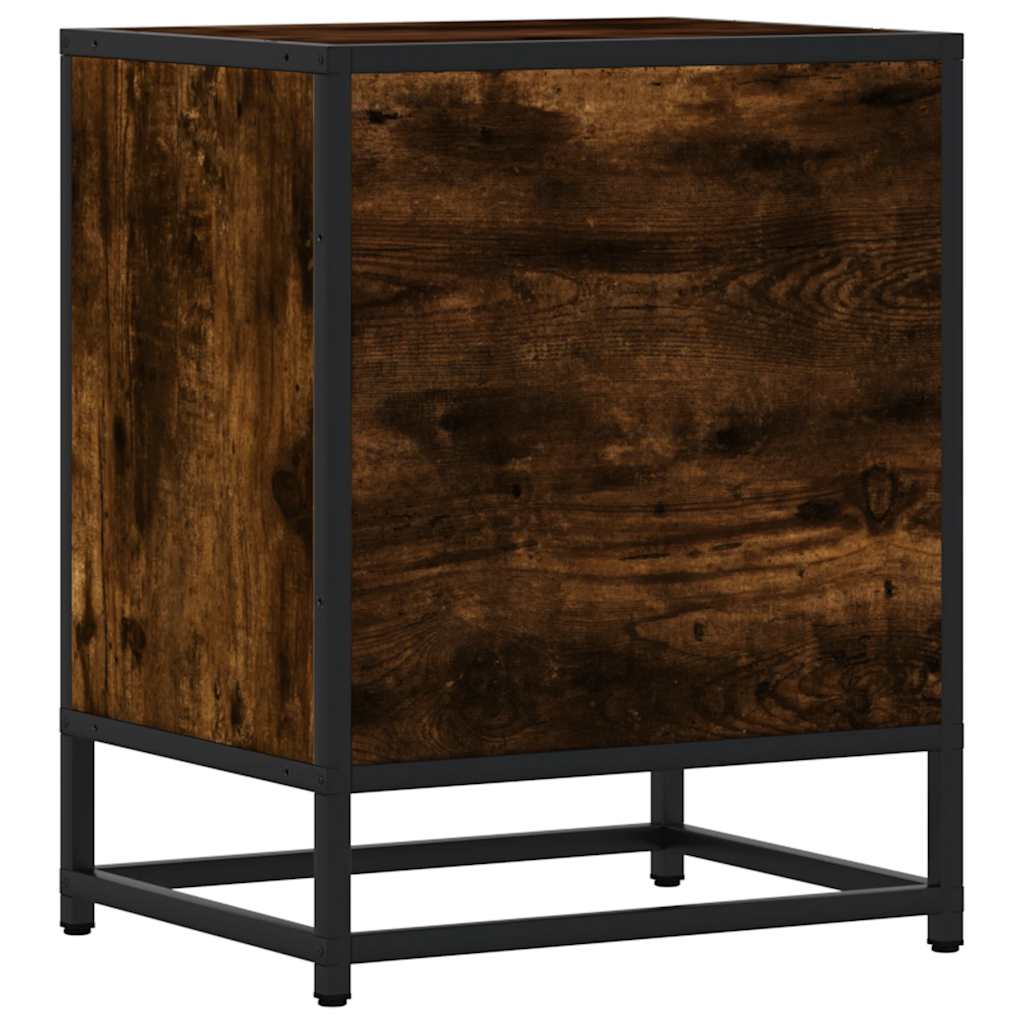 Bedside table smoked oak 40x31x50 cm wood material and metal