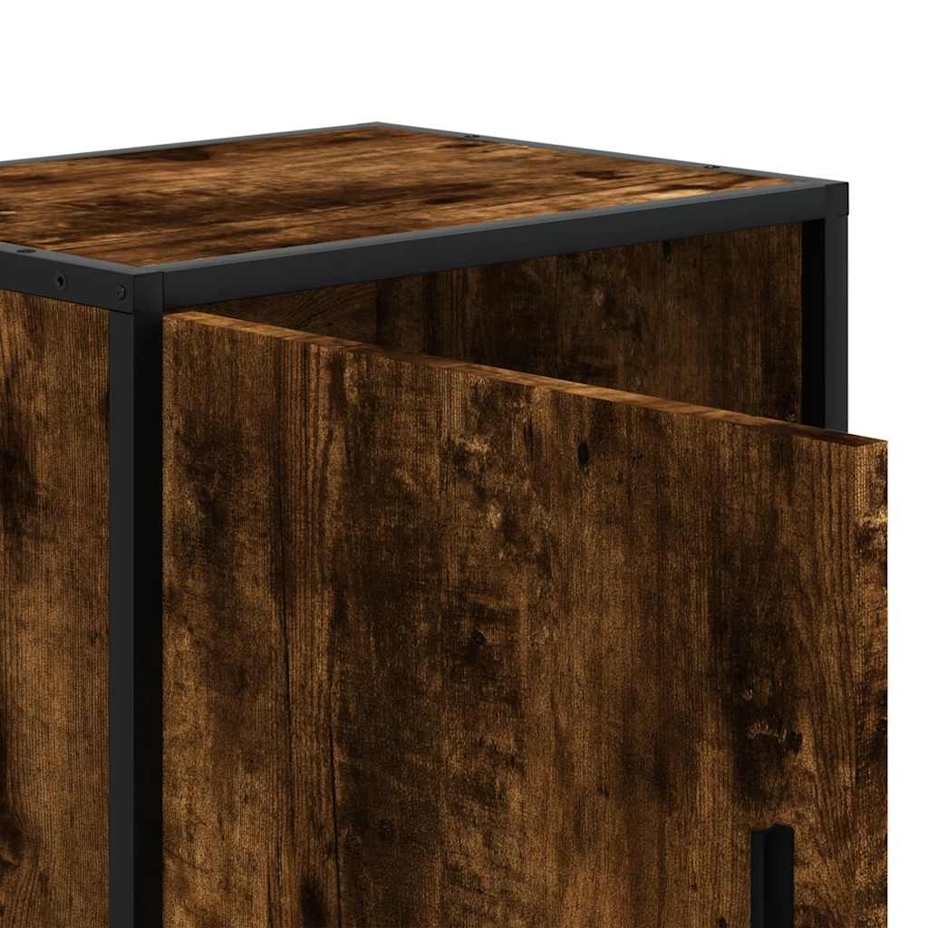 Bedside table smoked oak 40x31x50 cm wood material and metal