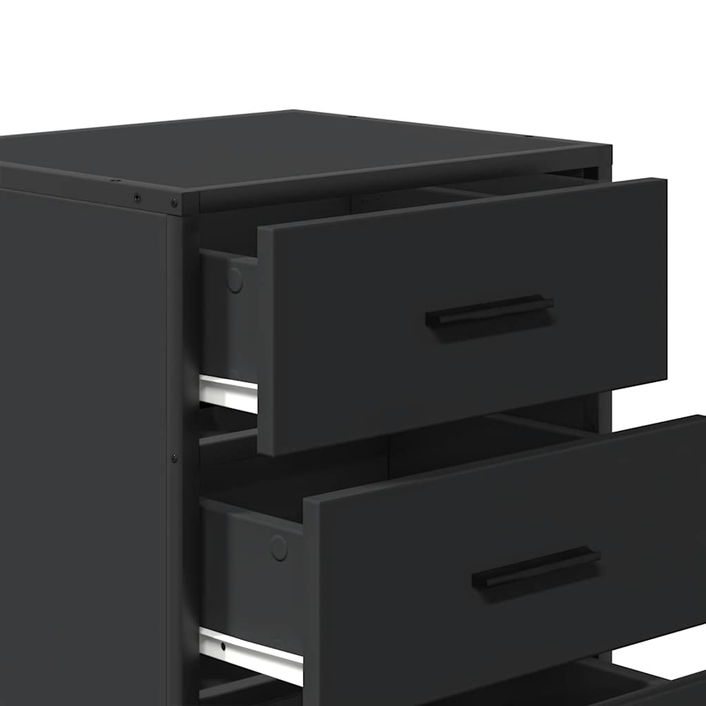 Bedside table black 40x34.5x60 cm wood material and metal