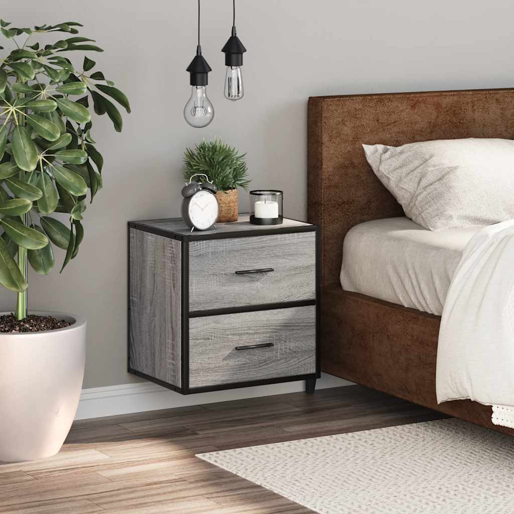Wall-mounted bedside table, gray Sonoma, 40x31x39.5 cm