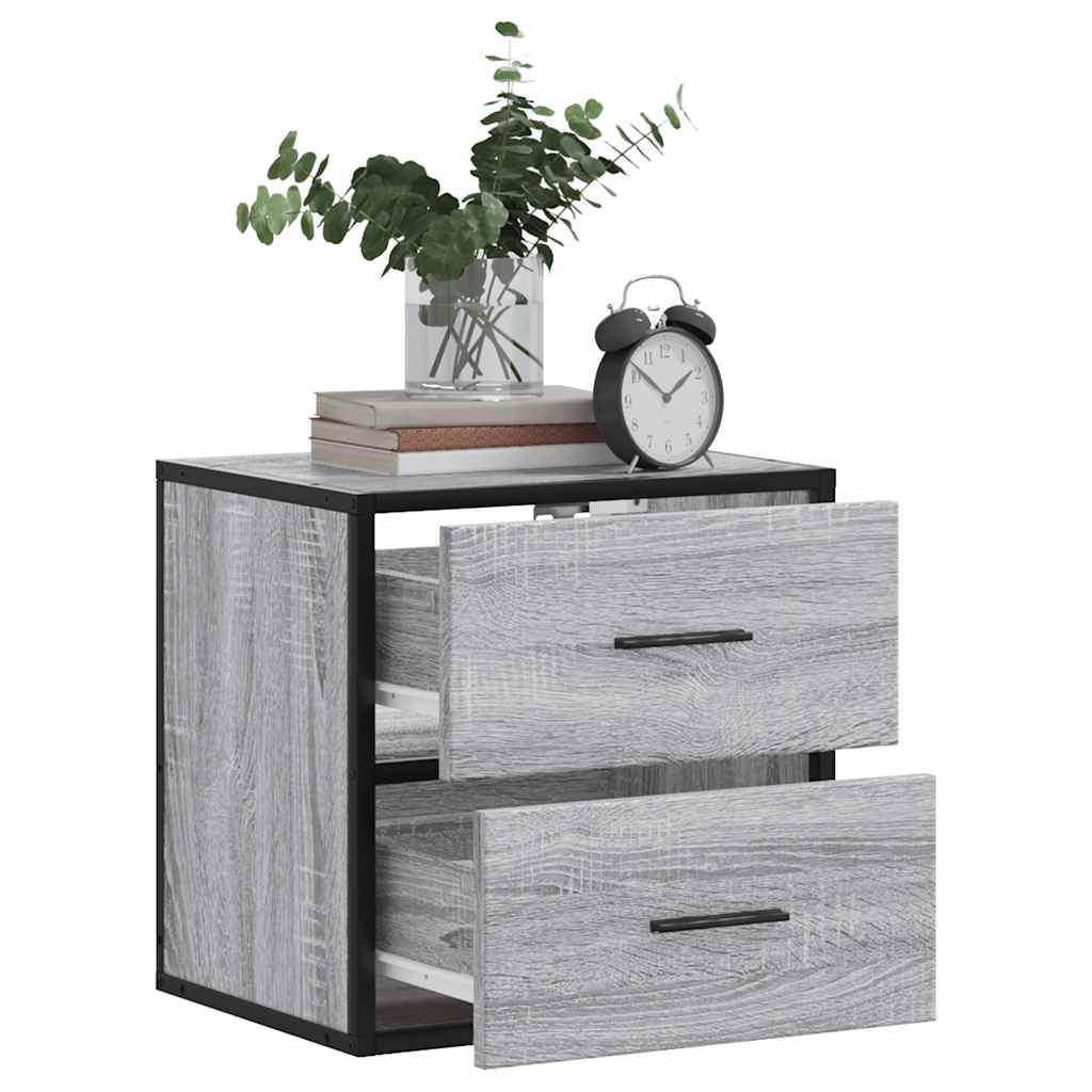 Wand-Nachttische 2 Stk. Grau Sonoma 40x31x39,5 cm