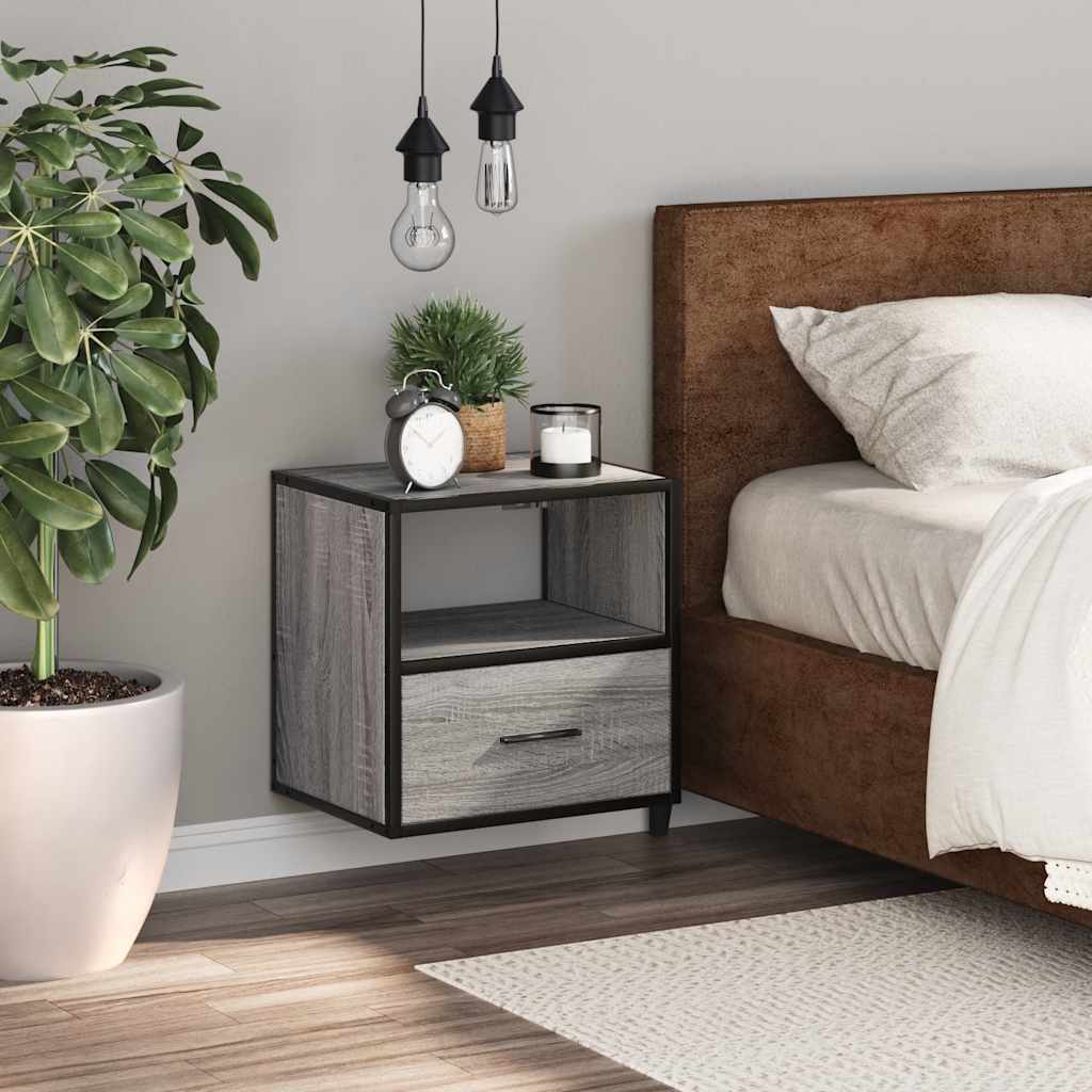 Wall-mounted bedside table, gray Sonoma, 40x31x39.5 cm