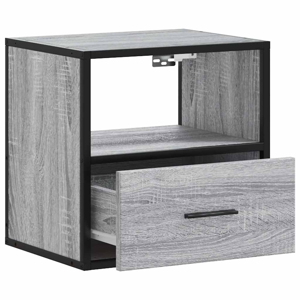 Wall-mounted bedside table, gray Sonoma, 40x31x39.5 cm