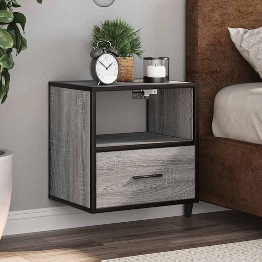 Table de chevet murale, gris Sonoma, 40x31x39,5 cm