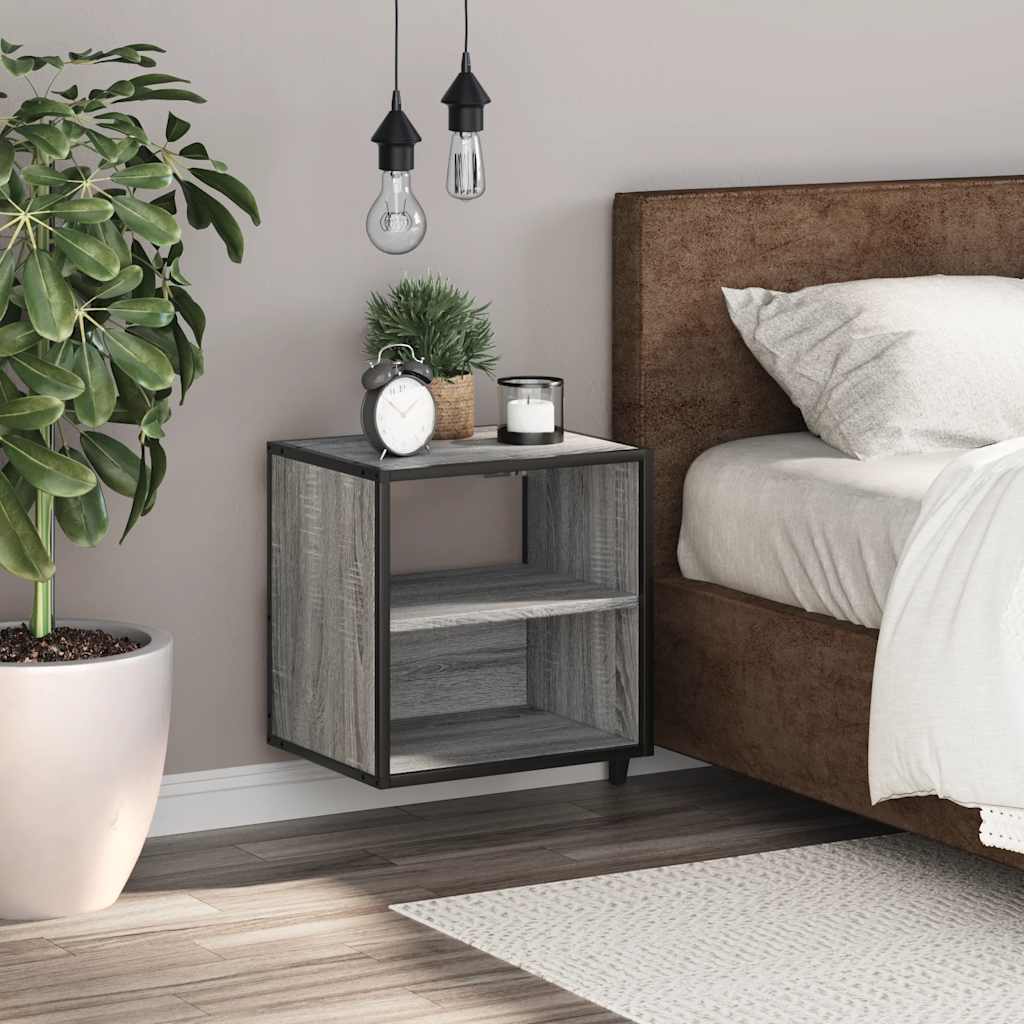Wall-mounted bedside table, gray Sonoma, 40x31x39.5 cm