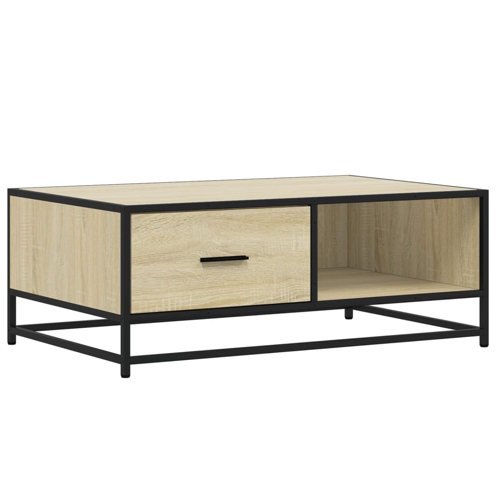 Table basse chêne Sonoma 90x57x35 cm en bois et métal