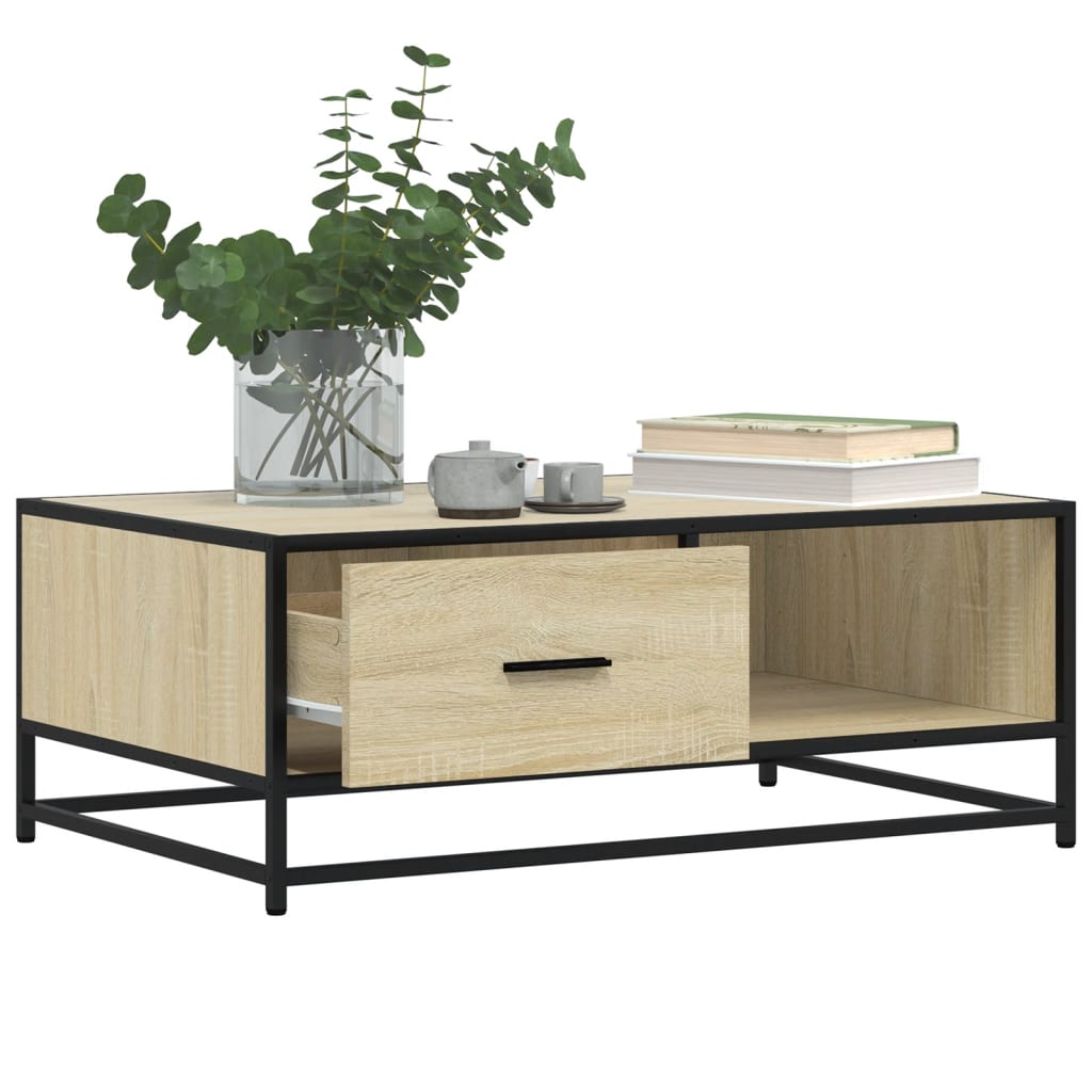 Table basse chêne Sonoma 90x57x35 cm en bois et métal