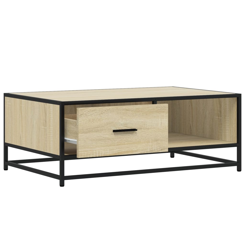 Table basse chêne Sonoma 90x57x35 cm en bois et métal