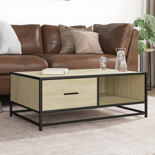 Coffee table Sonoma oak 90x57x35 cm wood material and metal