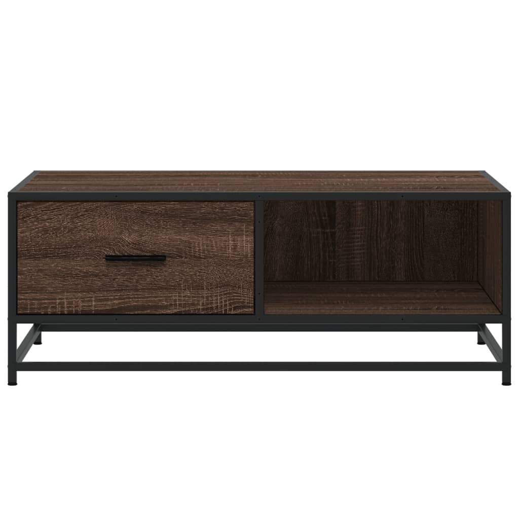 Table basse aspect chêne marron 90x57x35 cm matière bois métal
